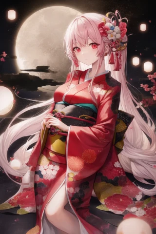 rambut panjang, wanita, Karya masterpiece, kimono